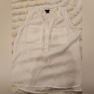 Ann Taylor Cream Sleeveless Blouse